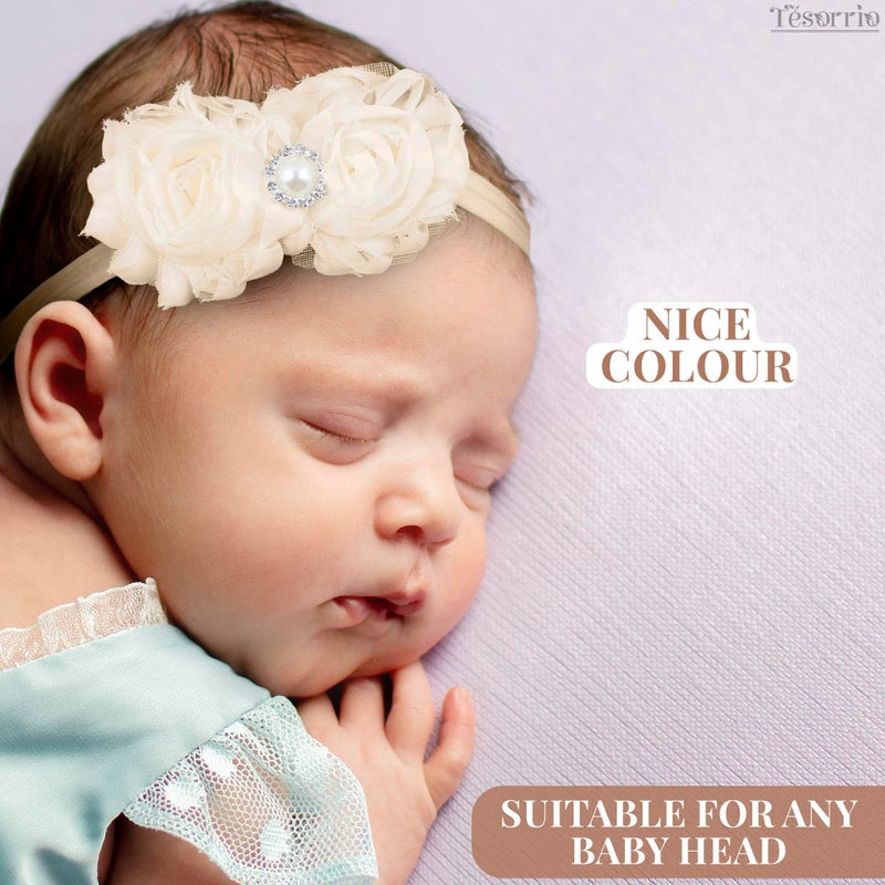 Tesorrio Baby Girl Flower Headband and Hair Accessories - Floral Headpiece with Bows for Newborn and Infant Girls - Image 3