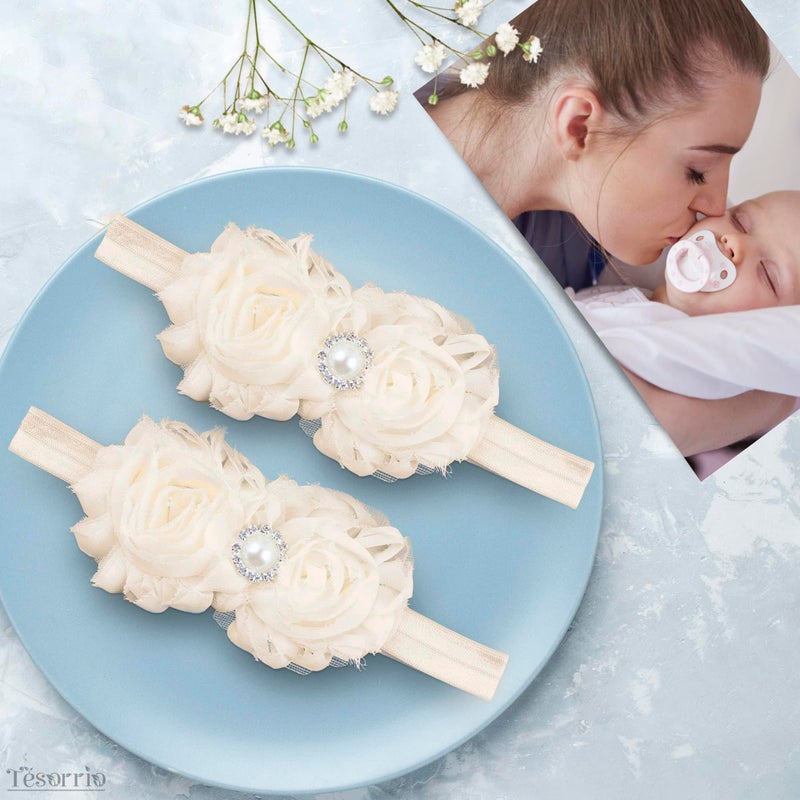 Tesorrio Baby Girl Flower Headband and Hair Accessories - Floral Headpiece with Bows for Newborn and Infant Girls - Image 5
