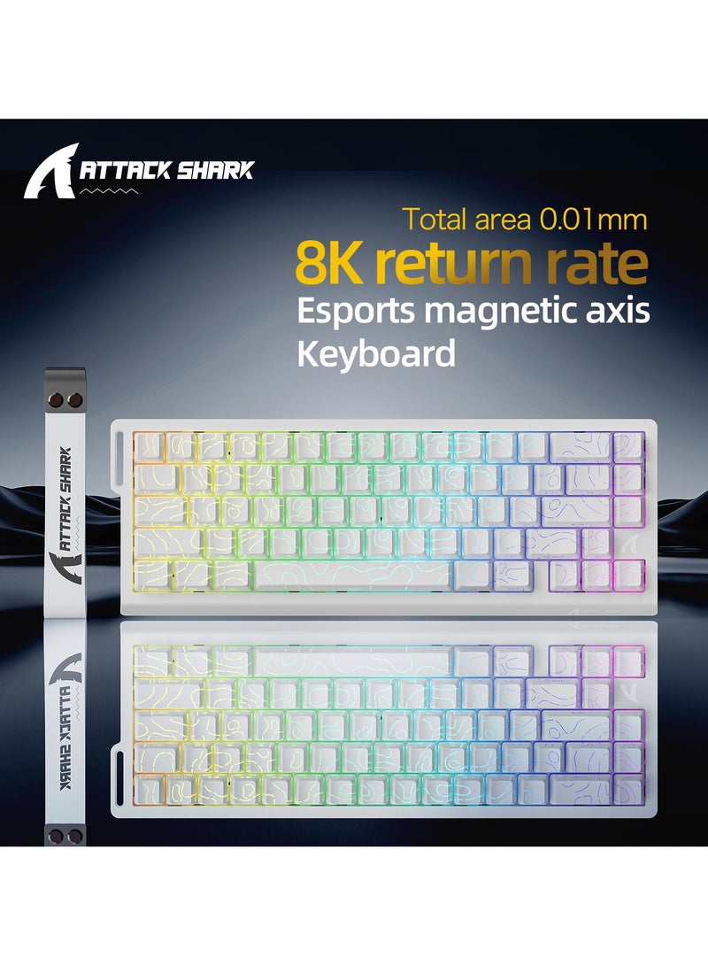 Attack Shark Attack Shark X68HE Wired Magnetic Gaming Keyboard, 0.01mm Adjustable Actuation, 8kHz Polling Rate, RGB Backlight, Side-Printed PBT Keycaps, 100M Lifespan Hall Effect Switches, 65% Layout (White Contours)  - Image 1