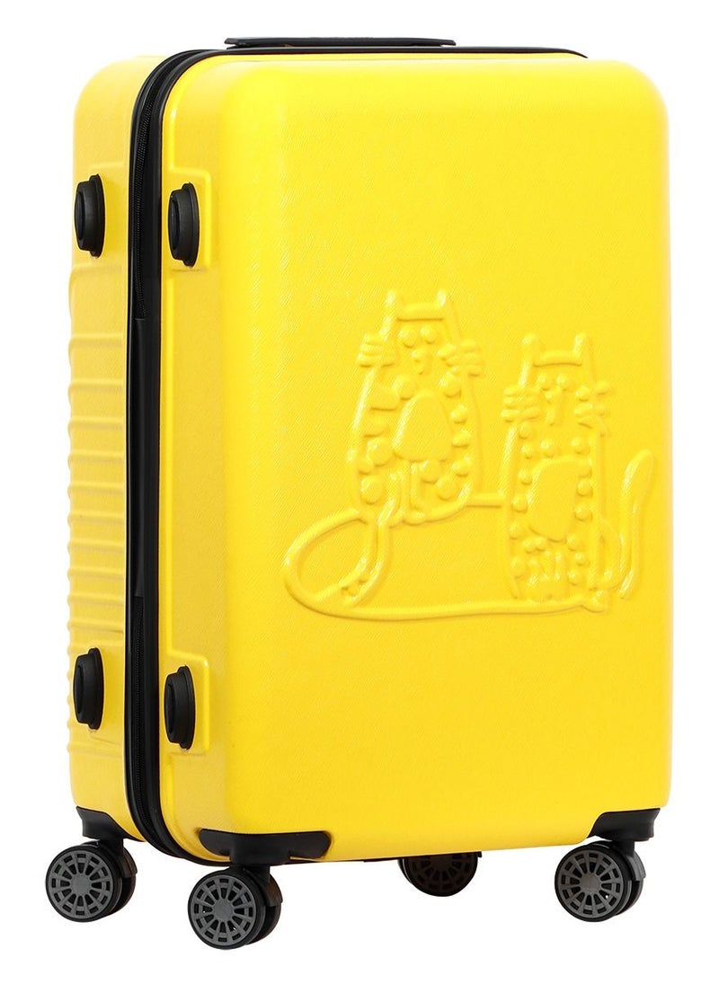 Biggdesign - Biggdesign Cats Medium Suitcase with Wheels, Hardshell Luggage with Spinner Wheel, Travel Suitcases with Lock System, Lightweight, Yellow, Medium, 24 Inch - Image 1