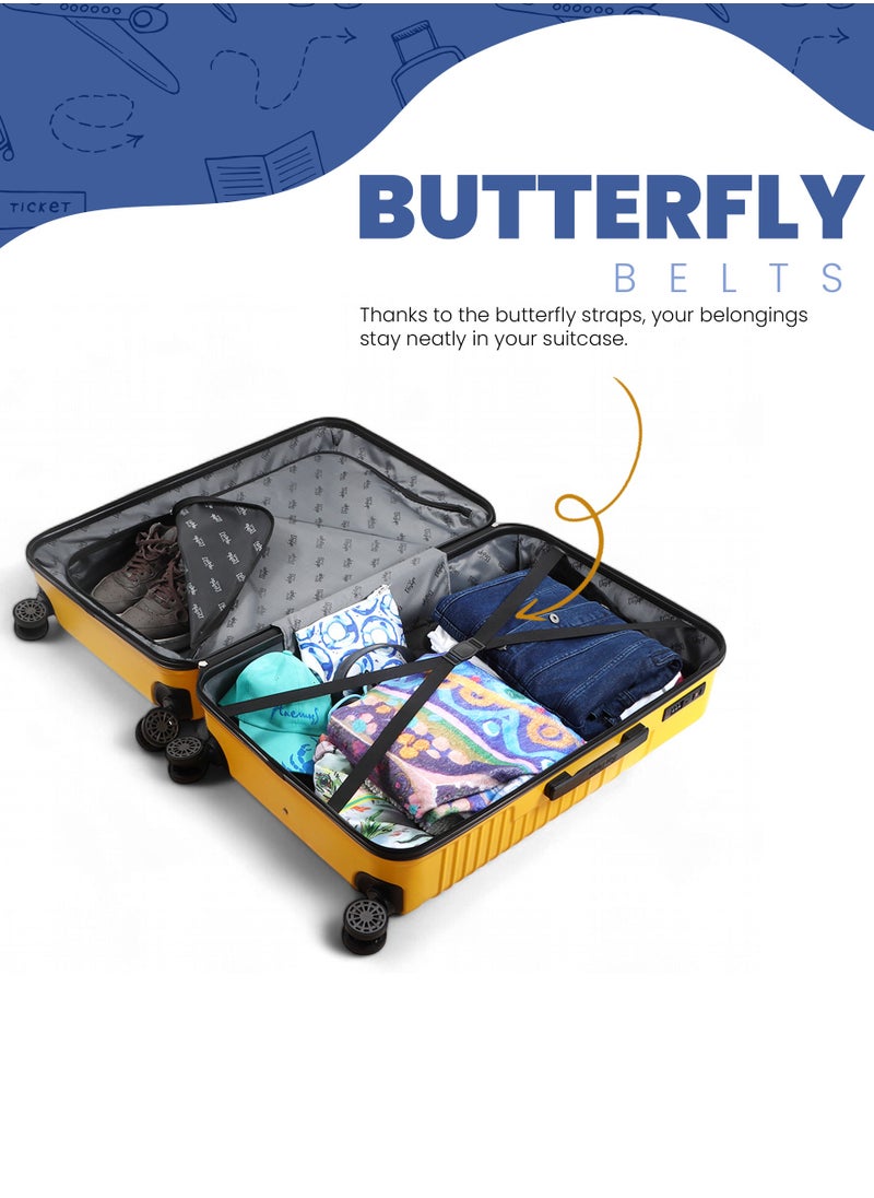 Biggdesign - Biggdesign Cats Medium Suitcase with Wheels, Hardshell Luggage with Spinner Wheel, Travel Suitcases with Lock System, Lightweight, Yellow, Medium, 24 Inch - Image 1