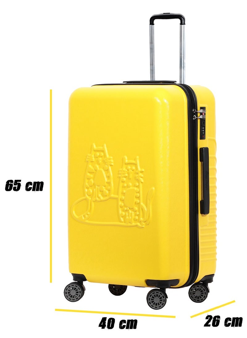 Biggdesign - Biggdesign Cats Medium Suitcase with Wheels, Hardshell Luggage with Spinner Wheel, Travel Suitcases with Lock System, Lightweight, Yellow, Medium, 24 Inch - Image 1