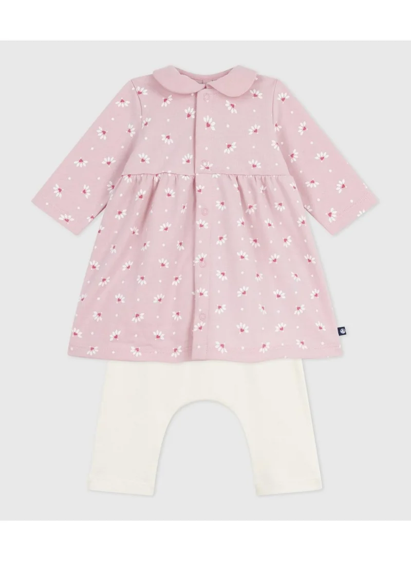 بيتي باتو فستان أطفال بياقة مطبوع بقلوب وزهور وسروال قطني