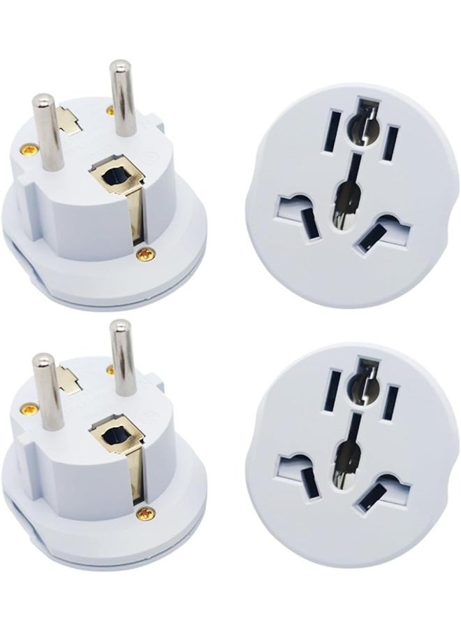 ECVV - [4-Piece] Plug Converter, UAE, USA, EU, UK, AU, CN to KSA/EU/Germany Socket, Travel Adapter, Universal Socket Travel Adaptor for Business Trip Holiday Hotel Airport for Cell Phone, Laptop (White) - Image 1
