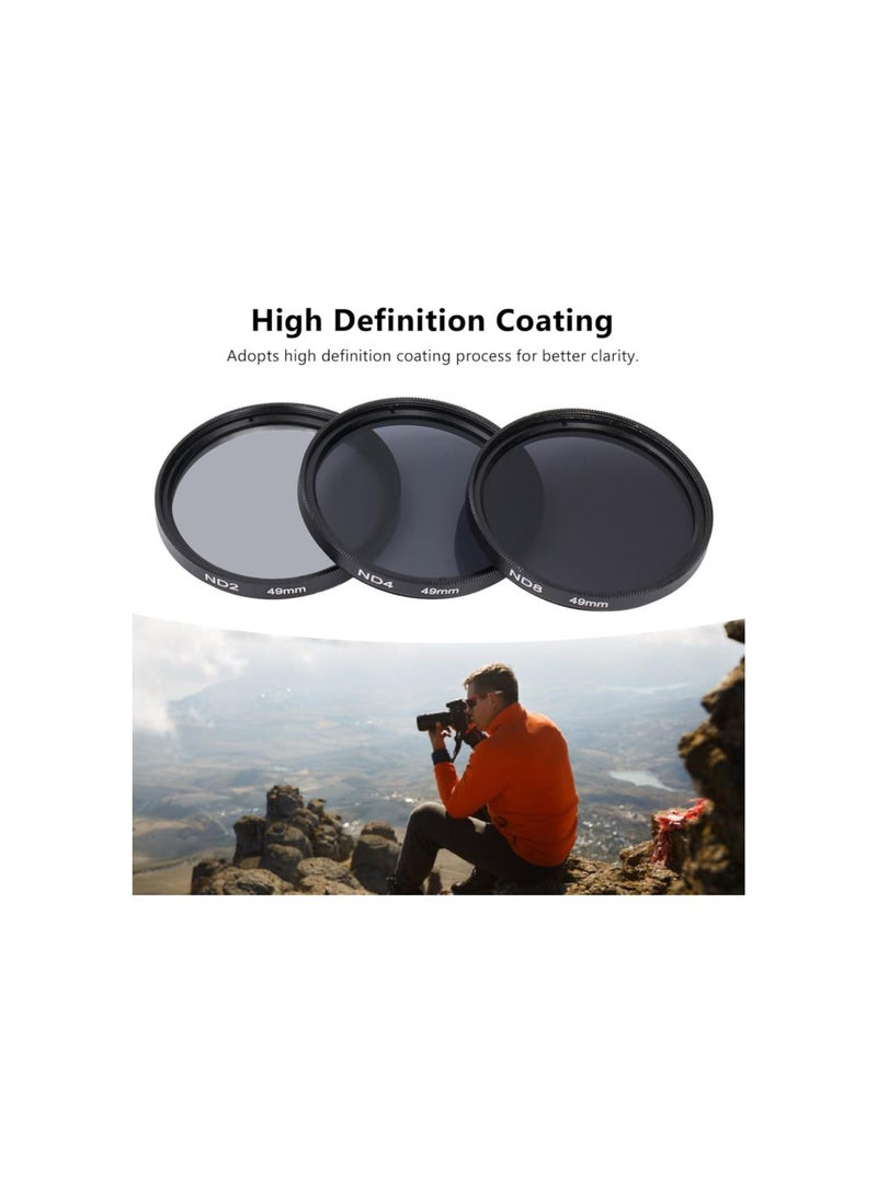 Generic - ND Filters Set, ND2 ND4 ND8 Neutral Density Camera Lens Filter, HD Multi Layer Coating, Anti Scattered Light Anti Scratch Optical Glass, for Camera Lens (49mm) - Image 1