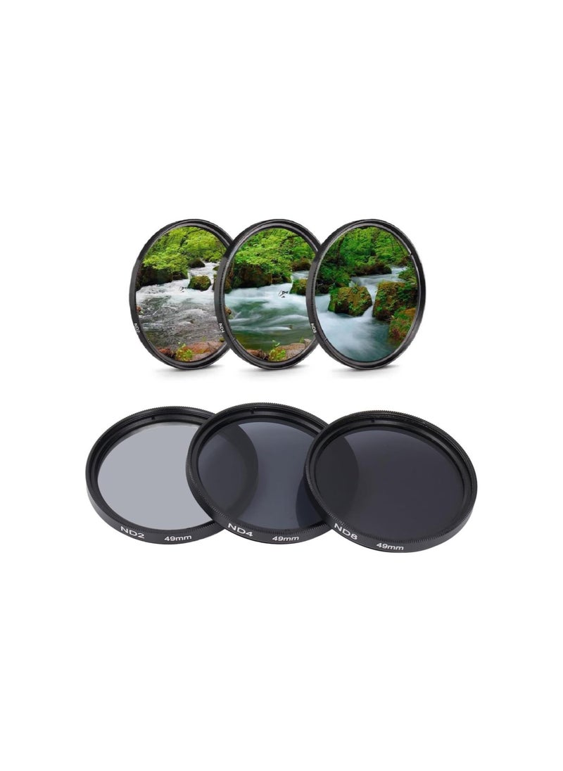 Generic - ND Filters Set, ND2 ND4 ND8 Neutral Density Camera Lens Filter, HD Multi Layer Coating, Anti Scattered Light Anti Scratch Optical Glass, for Camera Lens (49mm) - Image 1