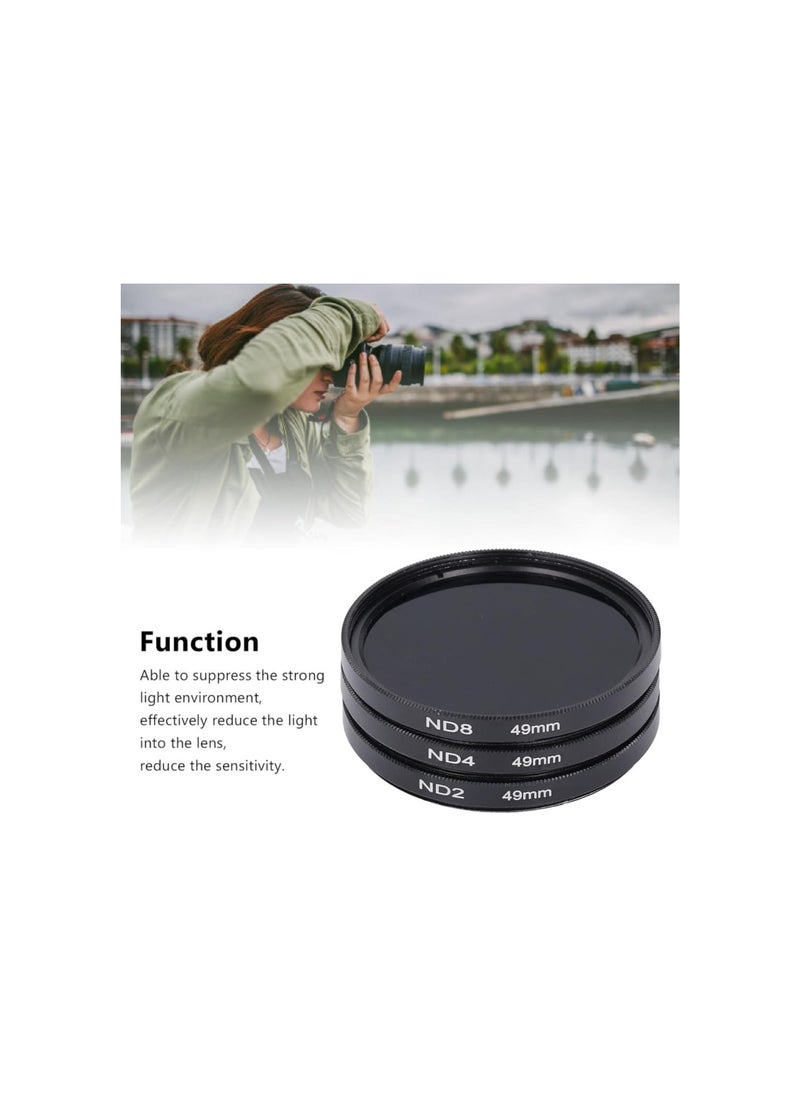 Generic - ND Filters Set, ND2 ND4 ND8 Neutral Density Camera Lens Filter, HD Multi Layer Coating, Anti Scattered Light Anti Scratch Optical Glass, for Camera Lens (49mm) - Image 1