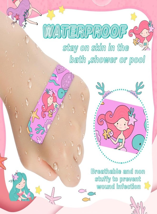 Ahamo Mermaid Cartoon Bandages for Kids - 100pcs Waterproof Adhesive Band-Aids with 10 Cute Designs | Skin-Friendly Wound Protection for Children - Image 4