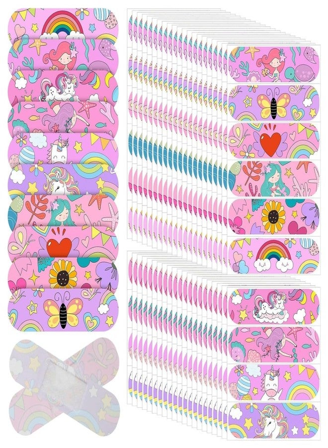 Ahamo Mermaid Cartoon Bandages for Kids - 100pcs Waterproof Adhesive Band-Aids with 10 Cute Designs | Skin-Friendly Wound Protection for Children - Image 1