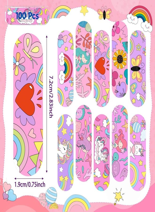 Ahamo Mermaid Cartoon Bandages for Kids - 100pcs Waterproof Adhesive Band-Aids with 10 Cute Designs | Skin-Friendly Wound Protection for Children - Image 2