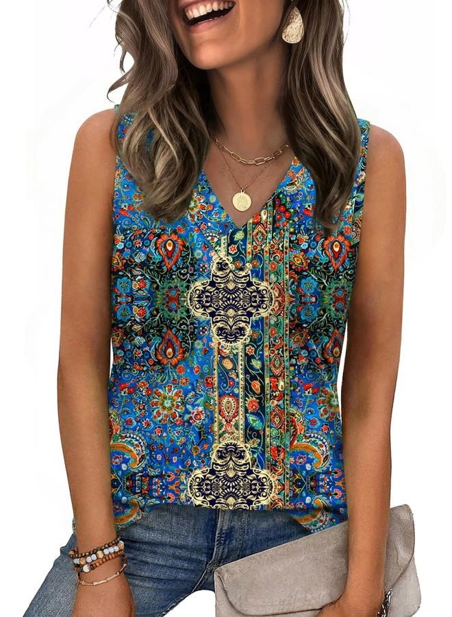 zeagoo Tank Top for Women V Neck Loose Fit Sleeveless Summer Tops Business Casual Outfits Dressy Blouses Shirts - Image 1