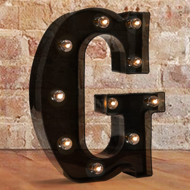 LED Illuminated Letter Marquee Sign  Alphabet Decorative Letters with Lights For Wedding Birthday Party Christmas Night Light Lamp Home Bar Decoration G  Black