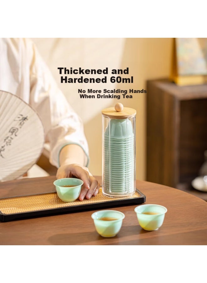 Pakchoice Disposable Kung Fu Tea Cup 60Ml Jade Tea Cup With Storage Rack High-End Heat-Resistant Tea Tasting Cup - Image 3