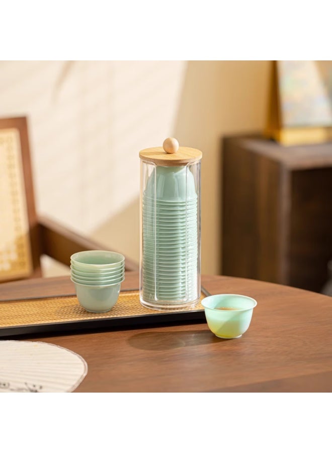 Pakchoice Disposable Kung Fu Tea Cup 60Ml Jade Tea Cup With Storage Rack High-End Heat-Resistant Tea Tasting Cup - Image 4