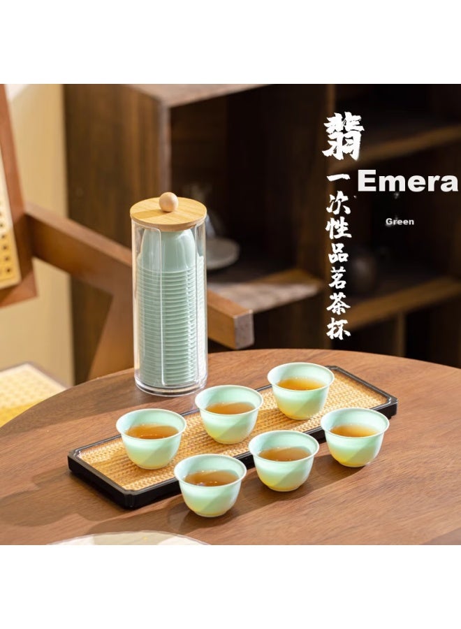 Pakchoice Disposable Kung Fu Tea Cup 60Ml Jade Tea Cup With Storage Rack High-End Heat-Resistant Tea Tasting Cup - Image 2