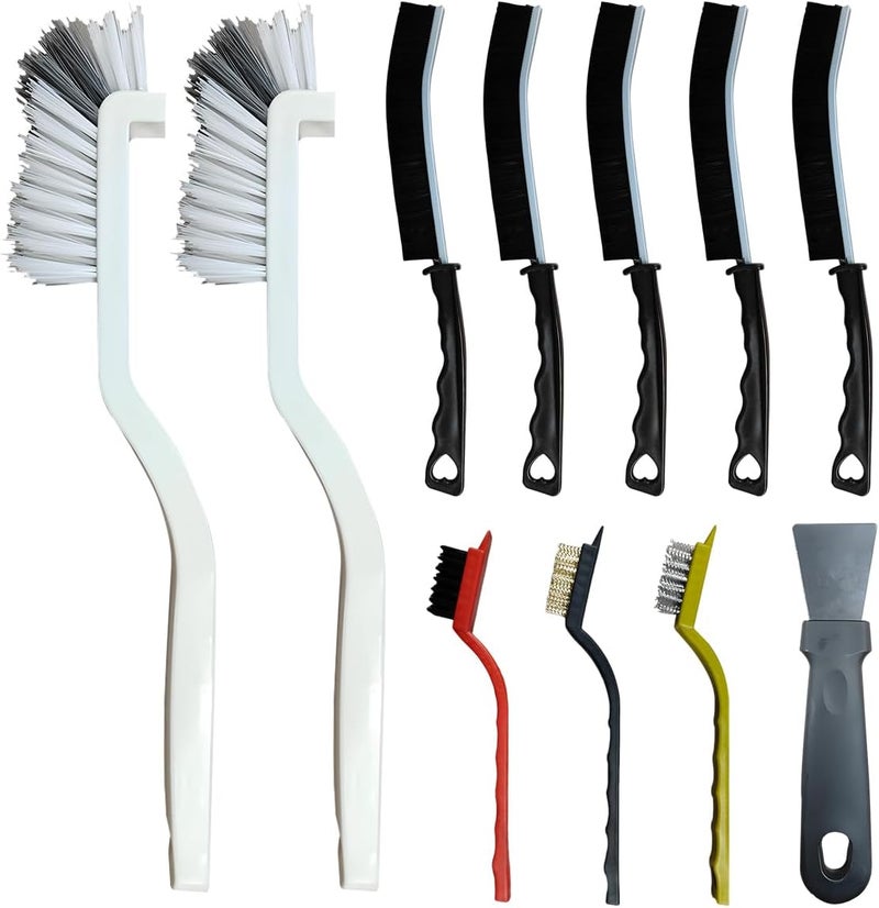 DUSCOKE 11PCS Car Cleaning Brush Set, Hard Bristle Tire Crevice Wash Brushes, Short-Handle Auto Wheel Rim Detailing Brush, Universal Car Cleaner Supplies Accessories for Interior & Exterior (Style B) - Image 1
