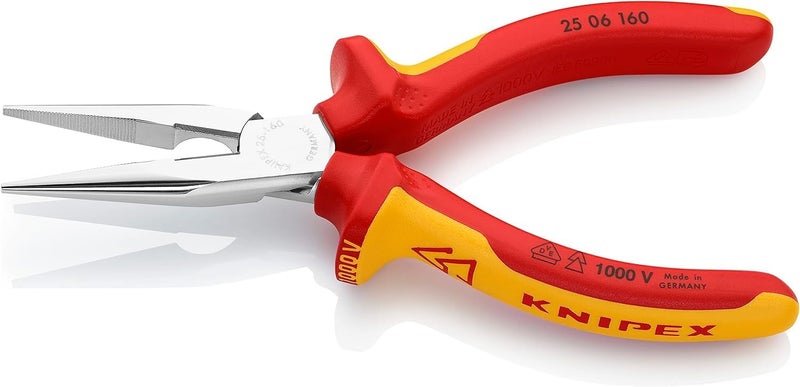 KNIPEX VDE Snipe Nose Side-Cutting Pliers - 160mm, Chrome Plated with Multi-Component Handle - Image 2