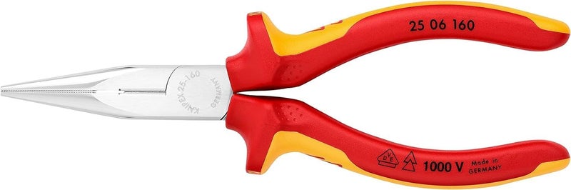KNIPEX VDE Snipe Nose Side-Cutting Pliers - 160mm, Chrome Plated with Multi-Component Handle - Image 3