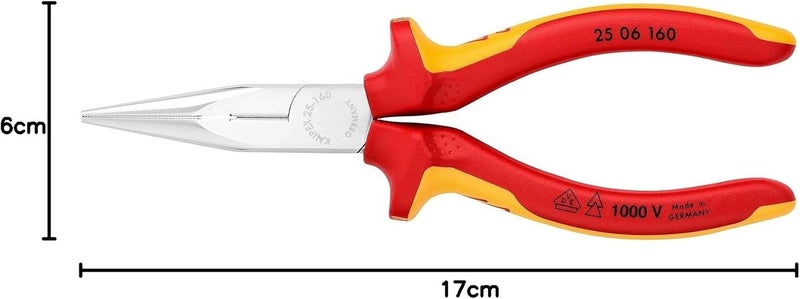 KNIPEX VDE Snipe Nose Side-Cutting Pliers - 160mm, Chrome Plated with Multi-Component Handle - Image 5