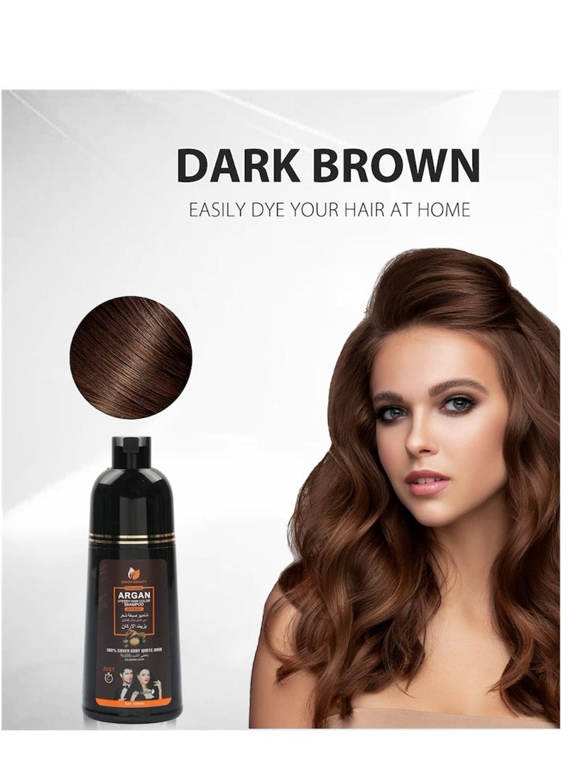 SAADA BEAUTY Dark brown hair color shampoo with argan oil 400 ml  - Image 4