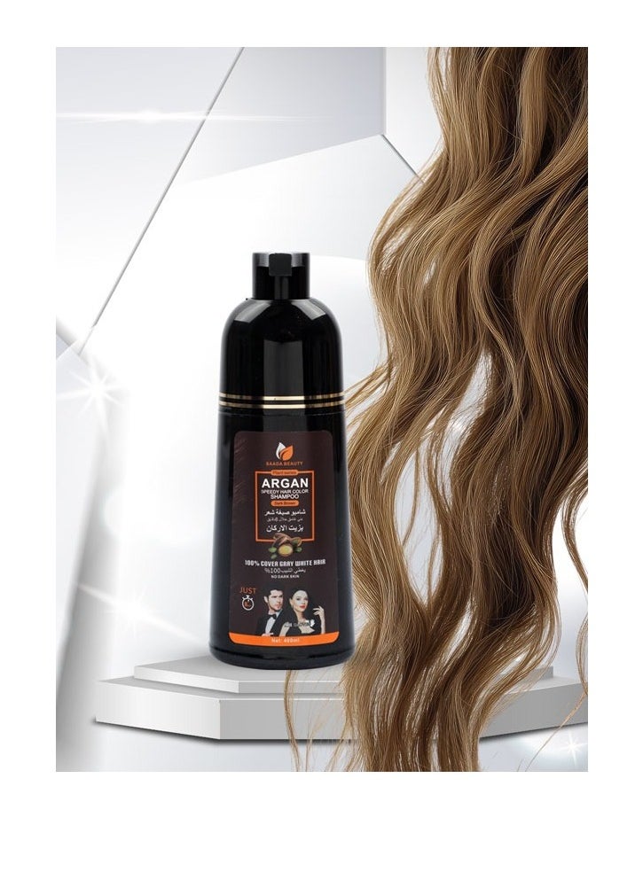 SAADA BEAUTY Dark brown hair color shampoo with argan oil 400 ml  - Image 5
