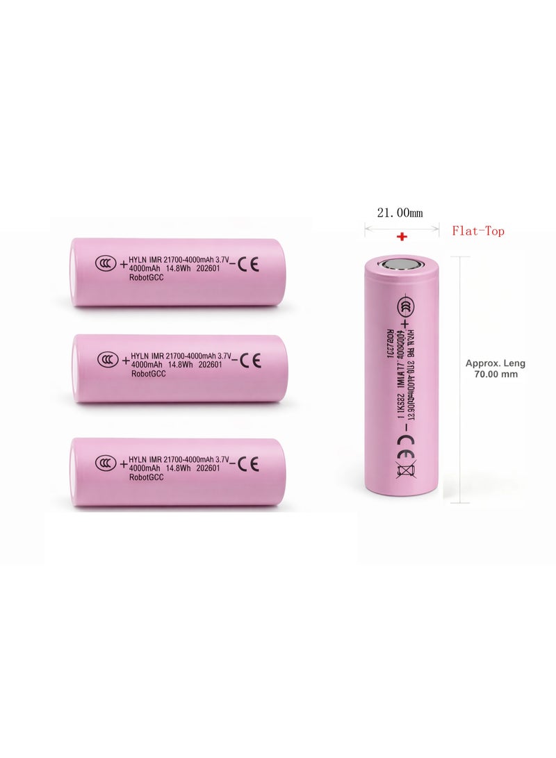 robotgcc 21700 Flat-Top Rechargeable Li-ion Battery 3.7V 4000mAh | IMR High-Drain Lithium Cell 14.8Wh for Robotics, Battery Packs, Power Tools & DIY Electronics - Image 2