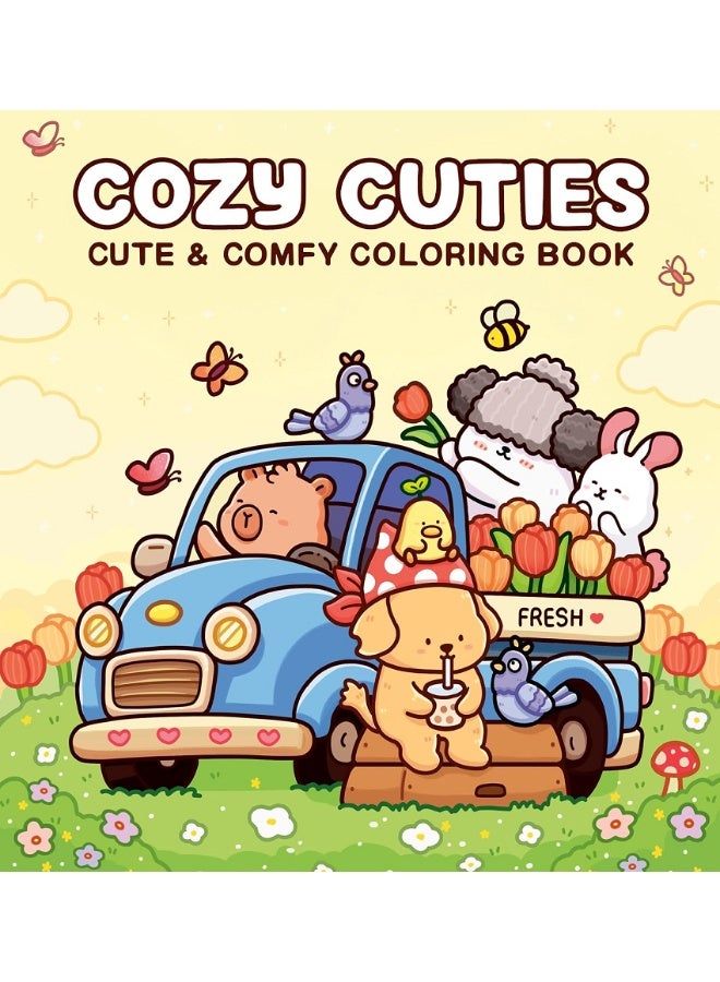 كوزي كيوتيز: كتاب تلوين للكبار والصغار، 48 صفحة مرسومة يدويًا، حبر خالٍ من التسرب، تصميمات بسيطة وسهلة لتخفيف التوتر، متعة واسترخاء للأطفال والكبار - Image 1
