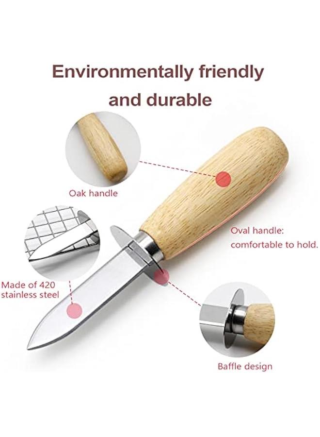 Oyster Shucking Knife Set of 2 Stainless Steel Oyster Knifes and 2 Pairs Level 5 Cut-Resistant Gloves，Oyster Knives Suitable for All Kinds of Shells and Oysters Shucking  - Image 3