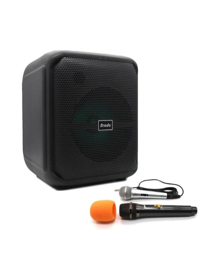 برودو مكبر صوت بلوتوث كاريوكي Brodu BTS 1740 مزود بميكروفون مزدوج، مكبر صوت لاسلكي محمول احترافي مقاس 8 بوصات - Image 3