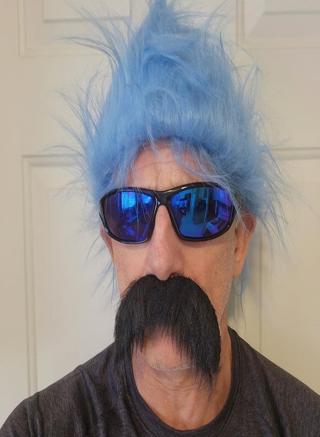 lanbqiuer Blue Wig Hair Headband Costume Funny Wigs Blue Wigs for Women,Crazy Wigs for Halloween Costume Cosplay and Party - Image 3