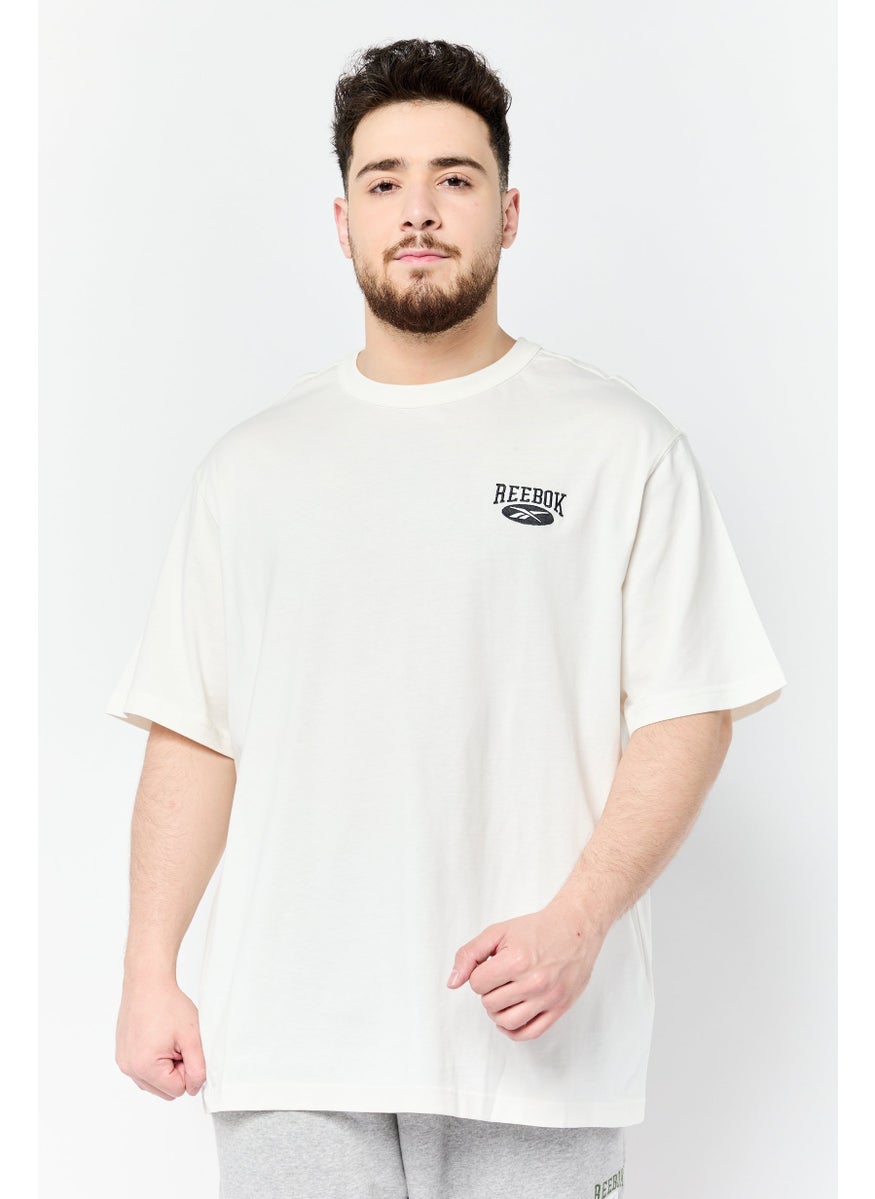 Reebok Men Sportswear Fit Short Sleeve Training T-Shirt, White  - Image 1
