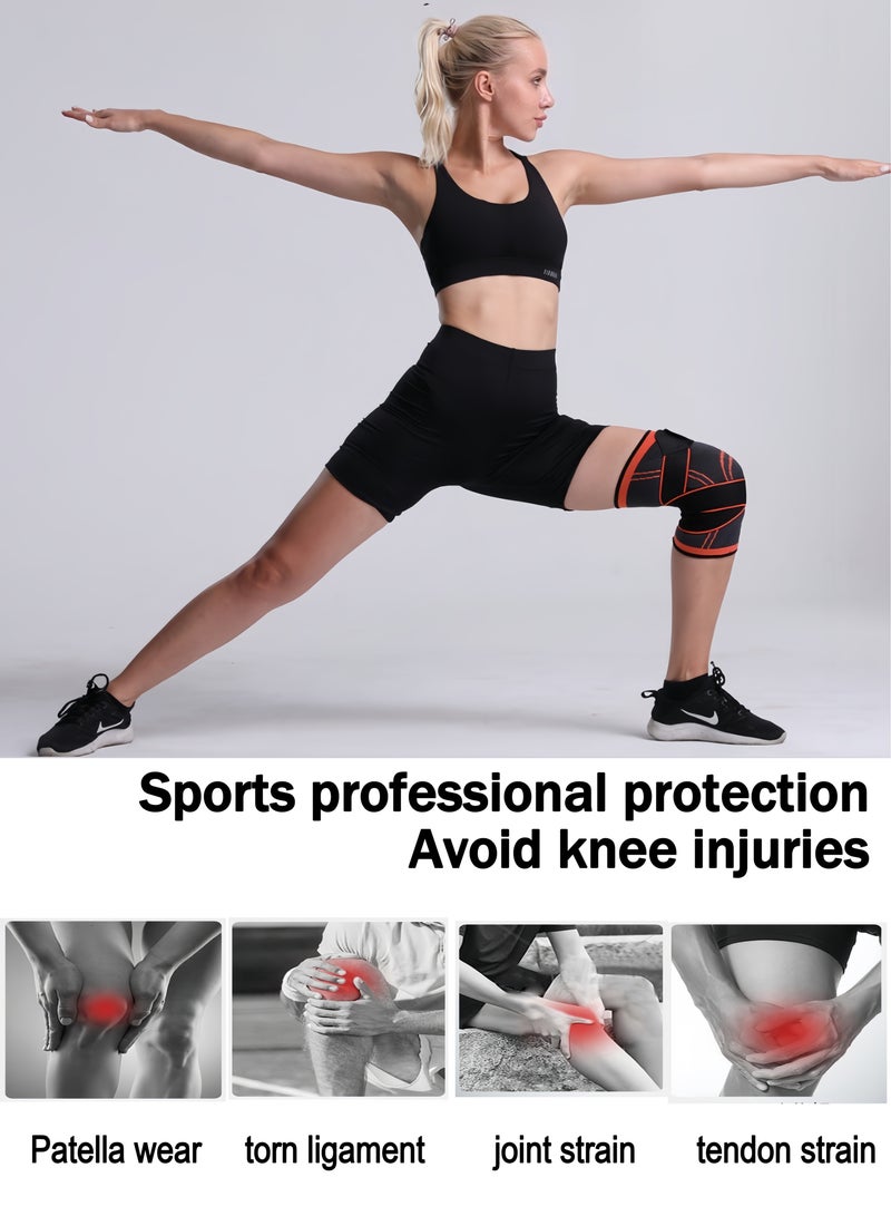 اعاره وسادات الركبة لتمارين اللياقة البدنية والقرفصاء، ودعامات دعم الركبة وأكمام قابلة للتعديل وأغطية تثبيت الركبة للجري والتدريبات (عبوة من زوج واحد) - Image 3