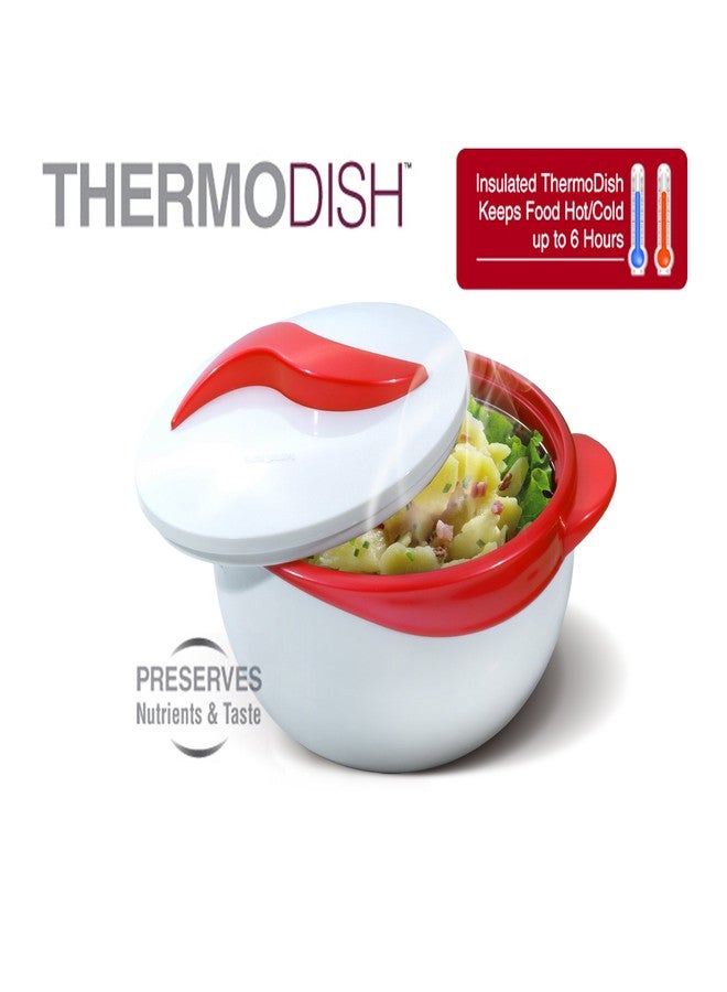 بيناكل طقم أواني طهي معزولة من بيناكل مع غطاء، 3 قطع، سعة 2.6/1.5/1 كوارت، حافظة طعام ساخنة/ساخنة - وعاء تقديم حساء/سلطة حراري - حاوية طعام ساخنة من الفولاذ المقاوم للصدأ - أفضل هدية للأمهات - أحمر للعطلات - Image 4