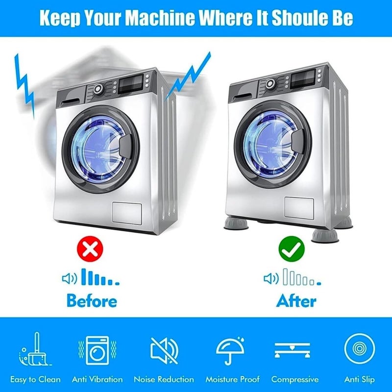 Caltero Anti Vibration Pads for Washing Machine with Suction Cup for Washing Machines Fridge Dryer Levelling Feet AntiWalk AntiSkidAntiVibration and Noise Cancellation 4 Pack2024 - Image 2