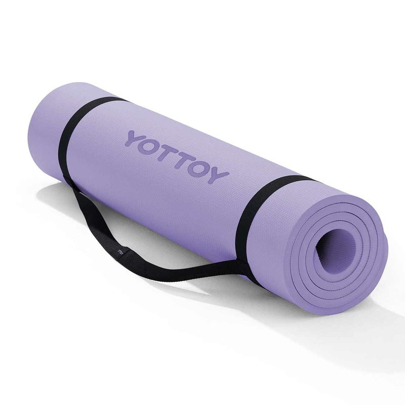 YOTTOY Yoga Matï¼ŒExtra Thick Yoga Mat (1/2inch),Professional TPE Exercise Mat,Non-Slip Workout Mat for Yoga, Pilates, Fitness, Barefoot Workouts, Home Gym Studio with Strap - Image 1