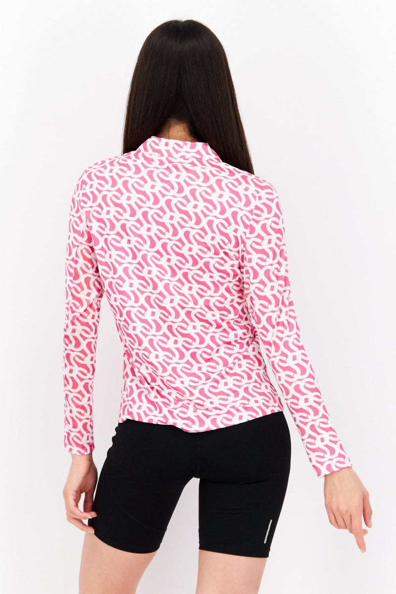 X by Gottex بلوزة تدريب طويلة الأكمام للنساء، رياضية، وردية - Image 3