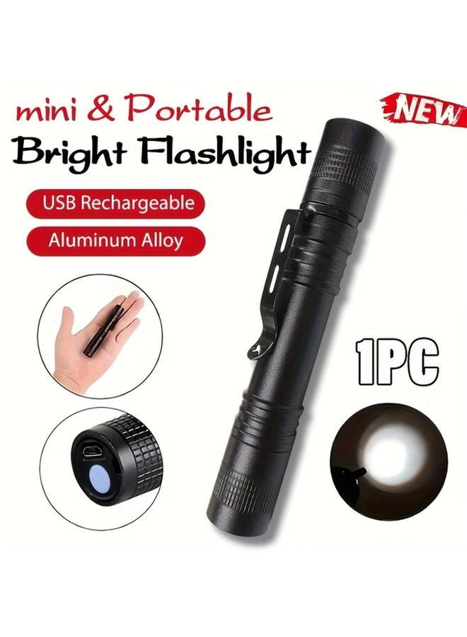 Mini USB Rechargeable LED Pen Flashlight 1pc Portable Waterproof Torch 3 Modes 400mAh Battery for Outdoor Camping Emergency - Image 1