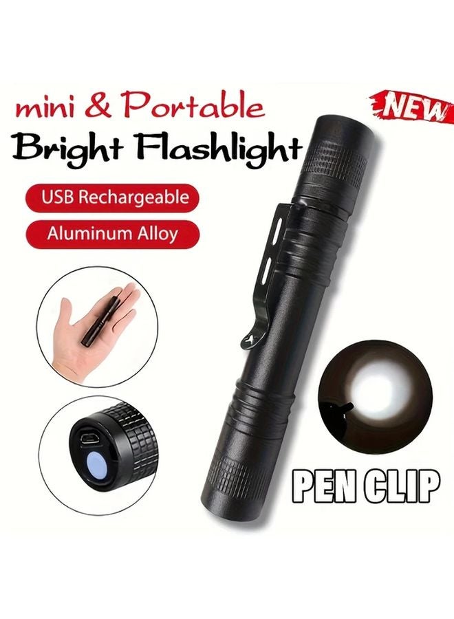 Mini USB Rechargeable LED Pen Flashlight 1pc Portable Waterproof Torch 3 Modes 400mAh Battery for Outdoor Camping Emergency - Image 2