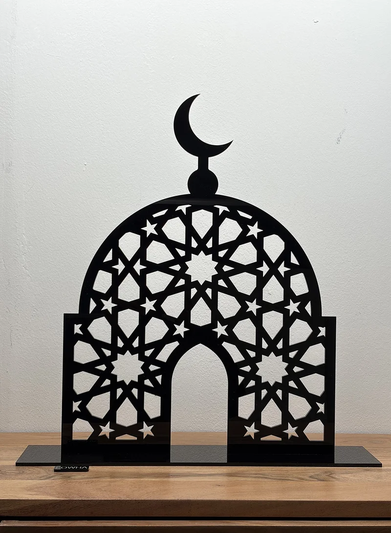 LOWHA Acrylic Decorative Stand with Islamic Design and Ramadan Crescent Moon Shape