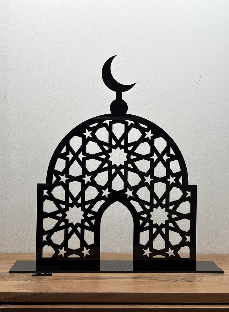 LOWHA Acrylic Decorative Stand with Islamic Design and Ramadan Crescent Moon Shape - Image 1
