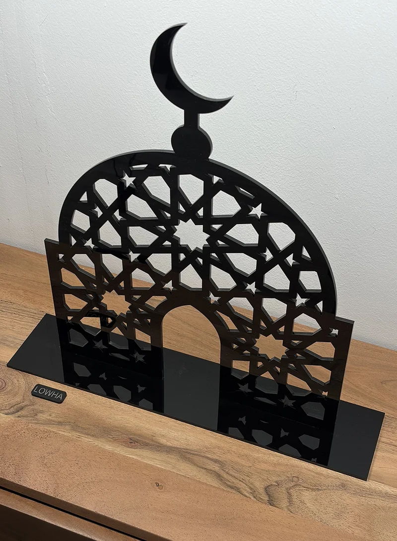 LOWHA Acrylic Decorative Stand with Islamic Design and Ramadan Crescent Moon Shape
