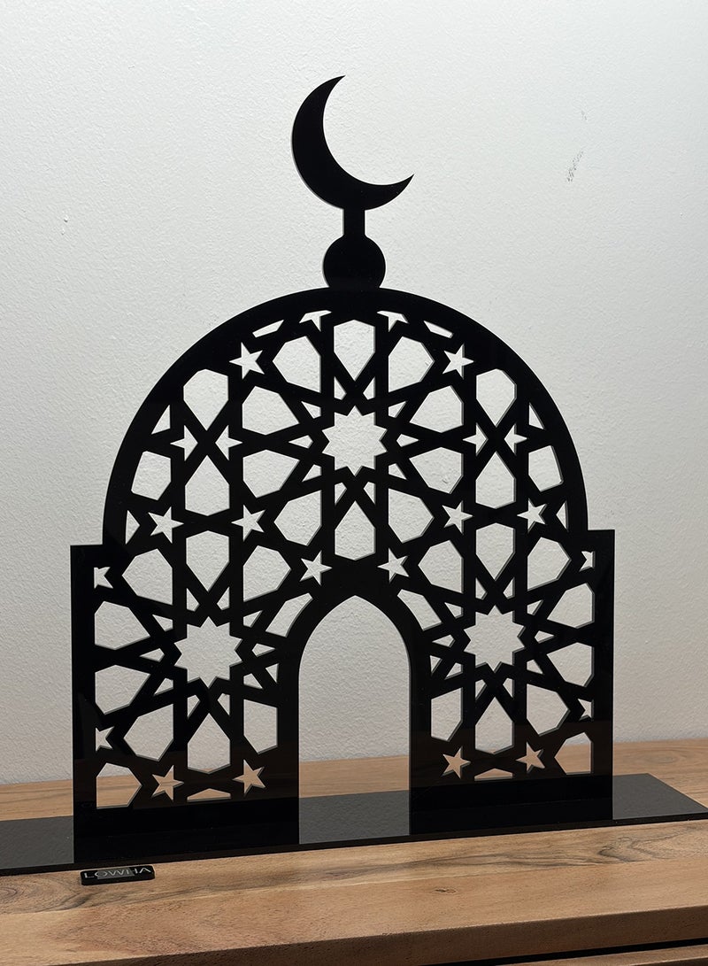 LOWHA Acrylic Decorative Stand with Islamic Design and Ramadan Crescent Moon Shape - Image 3