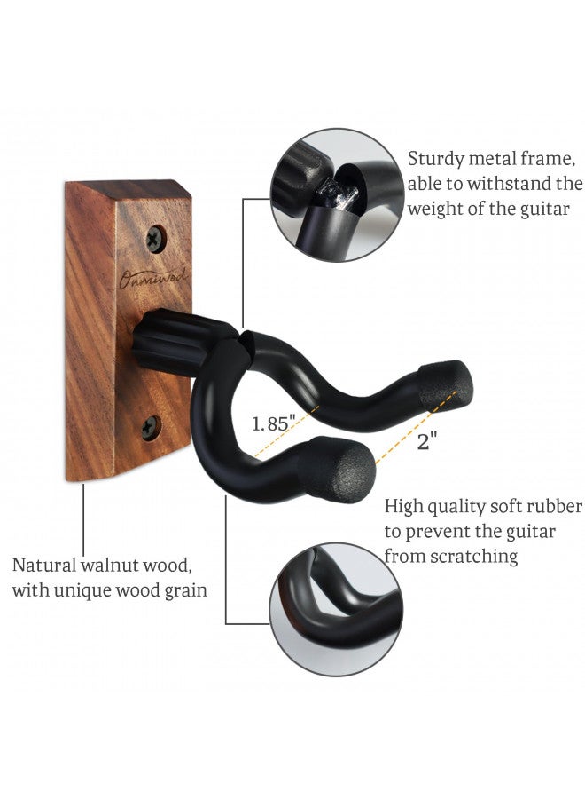 Onmiwod Guitar Wall Mount 3 Pack, Black Walnut Wood Guitar Hanger, U-Shaped Guitar Wall Hanger Mount, Guitar Holder Hook Stand Wall for Acoustic, Electric Guitar, Banjo, Bass, for Guitar Player Men Boy - Image 4