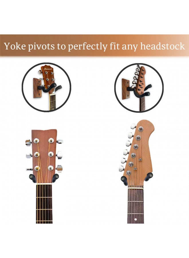 Onmiwod Guitar Wall Mount 3 Pack, Black Walnut Wood Guitar Hanger, U-Shaped Guitar Wall Hanger Mount, Guitar Holder Hook Stand Wall for Acoustic, Electric Guitar, Banjo, Bass, for Guitar Player Men Boy - Image 3