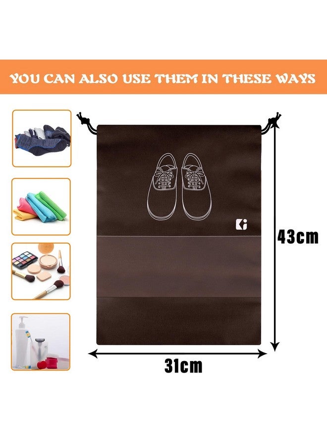 Kuber Industries Kuber Industries Pack of 8 Shoe Bags | Shoe Bags for Travel | Non-Woven Shoe Storage Bags | Storage Organizers Set | Shoe Cover with Transparent Window | Shoe Dori Cover | Orange & Coffee - Image 3