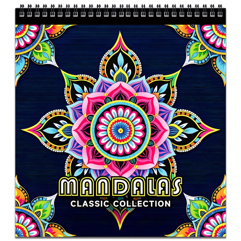 FUN LAVIE Mandala Coloring Book for Adults Relaxation and Teens Stress Relief Spiral Coloring Book for Women Spiral Bound Mindfulness StressFree Patterns for Adult Large Print Coloring for Men