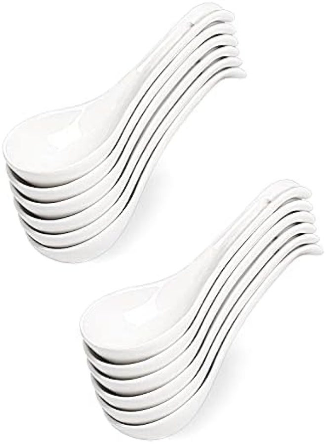 AKDC Soup Spoon Ceramic, Delling Asian Soup Spoons -Ceramic White Spoon For Wonton Pho Miso Ramen, Japanese White Small Appetizer Spoon Sets Of 12, Bone China - Image 1