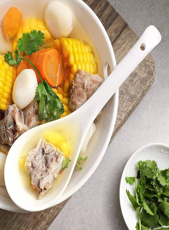 AKDC Soup Spoon Ceramic, Delling Asian Soup Spoons -Ceramic White Spoon For Wonton Pho Miso Ramen, Japanese White Small Appetizer Spoon Sets Of 12, Bone China - Image 2