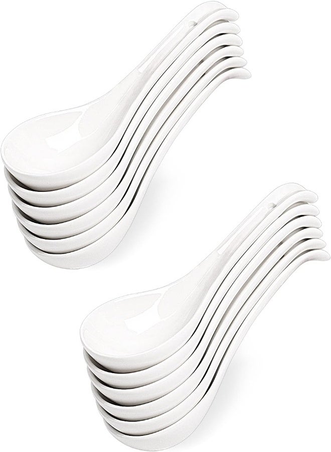 AKDC Soup Spoon Ceramic, Delling Asian Soup Spoons -Ceramic White Spoon For Wonton Pho Miso Ramen, Japanese White Small Appetizer Spoon Sets Of 12, Bone China - Image 4