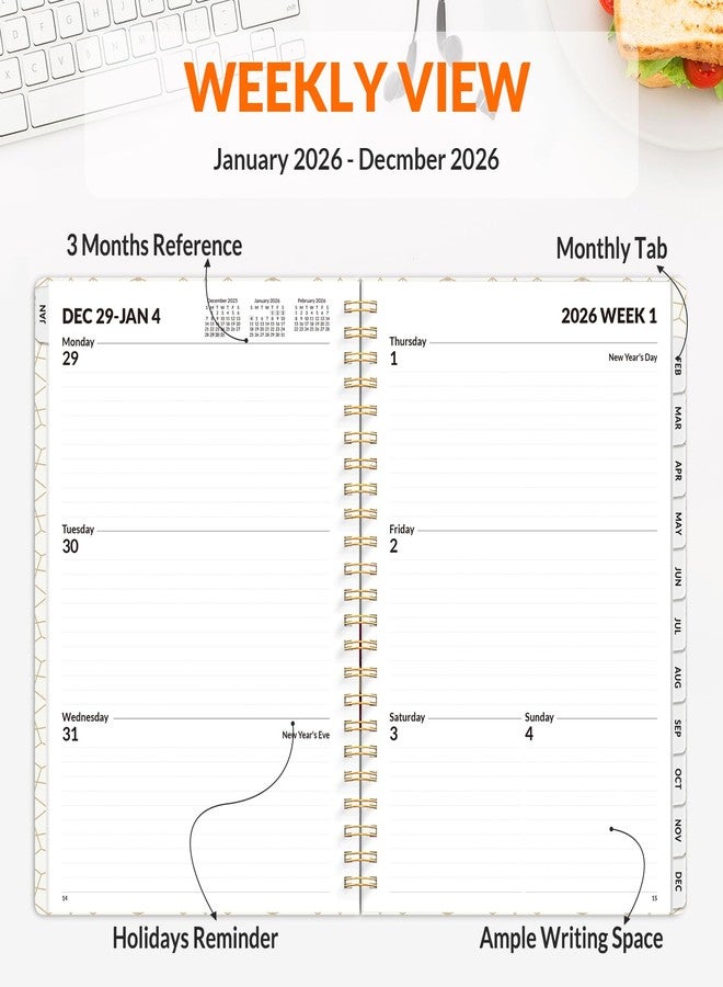 SUNEE Planner 2026 Weekly and Monthly, January 2026-December 2026, 6.4"x8.3", Tabs, Note Pages,Spiral Binding, Black - Image 3